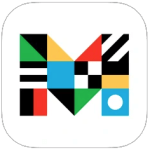 Mango Languages mobile app icon displaying different colors of flags in shape of the letter M.