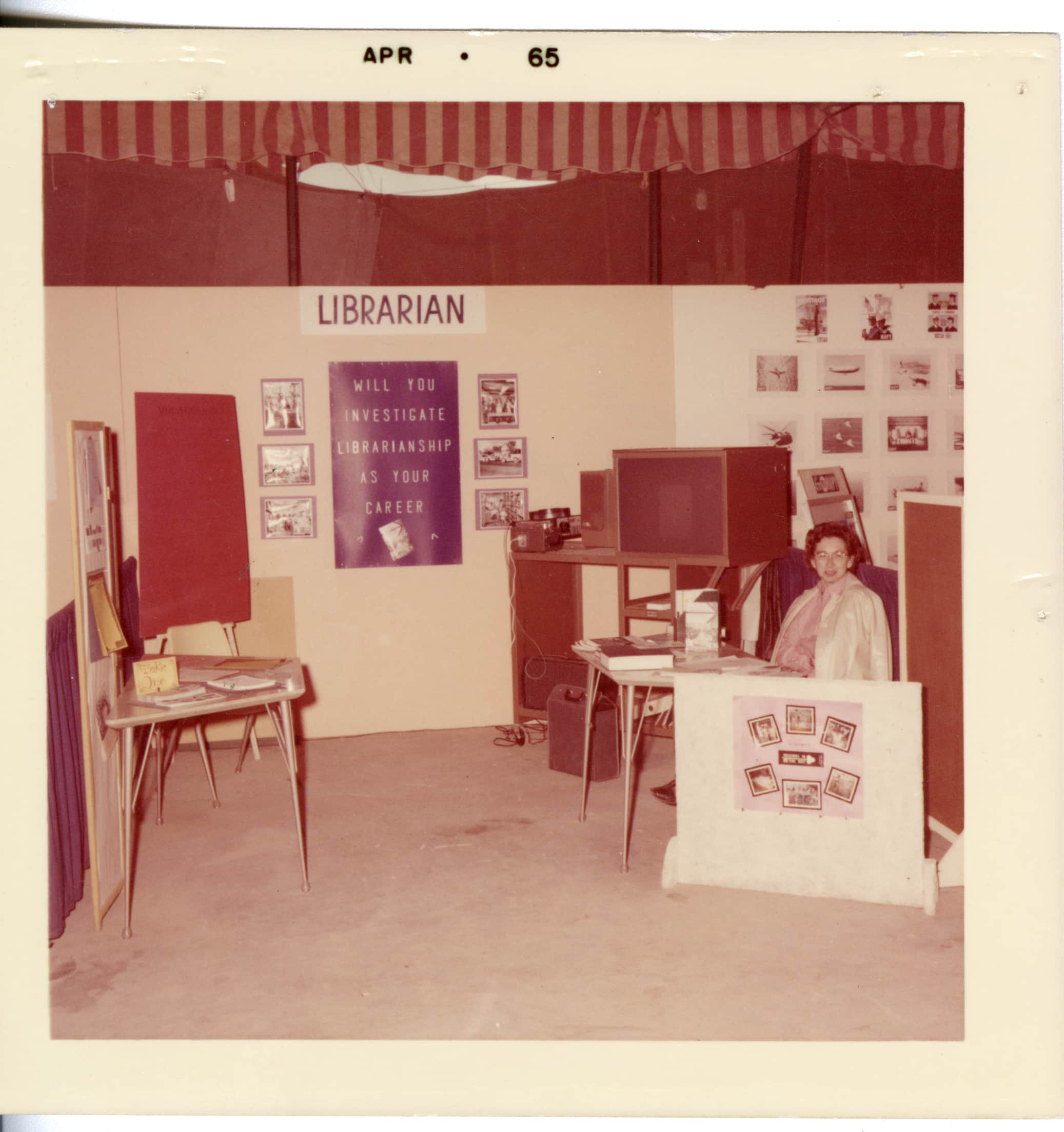 Librarian Betty Thomas promotes YCCL a state job fair.